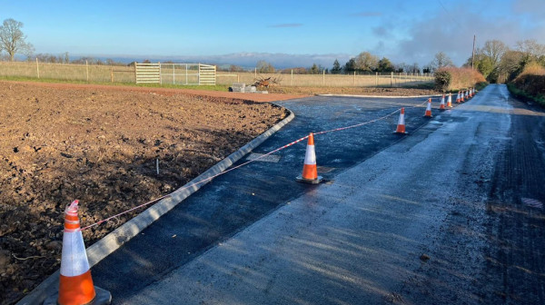 Forest access road and drainage infrastructure construction at Picklescott woodland site.