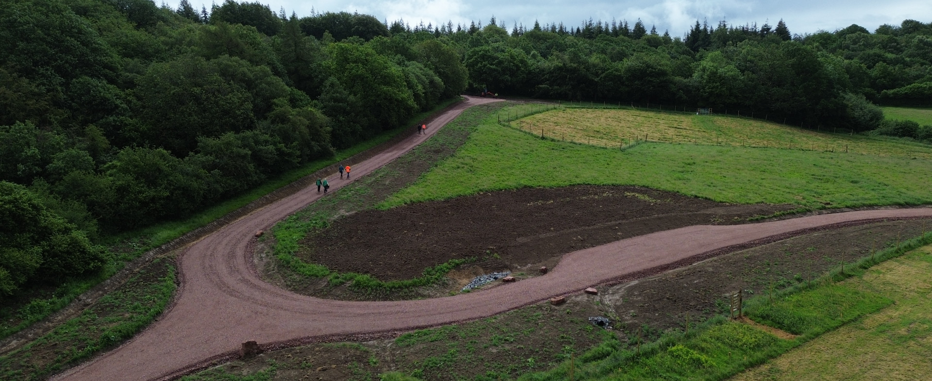 Reinforced aggregate forestry road and drainage infrastructure completed for Forestry England at Hoarthorns Woodland in the Forest of Dean